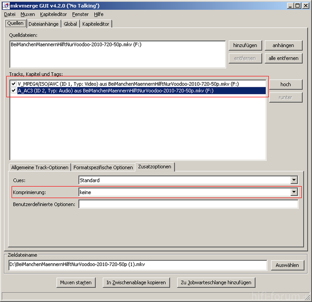 Screenshot Mkvmerge 4.2