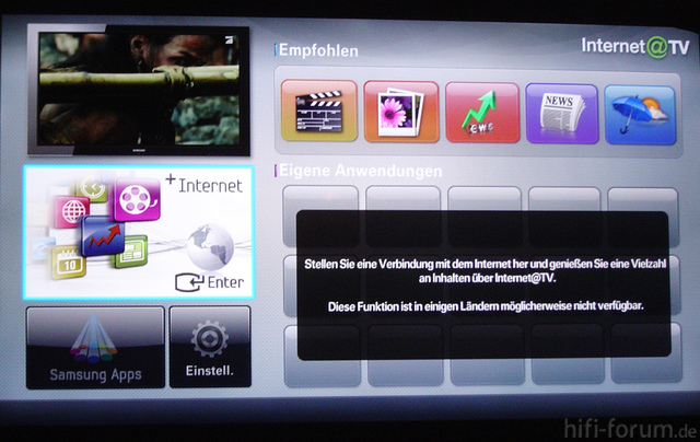 Samsung Internet@TV Fehlermeldung