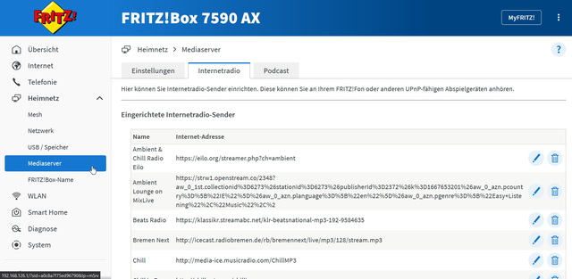 Fritzbox Mediaserver