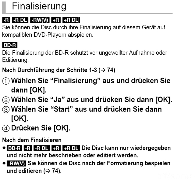 Finalisierung BD-R