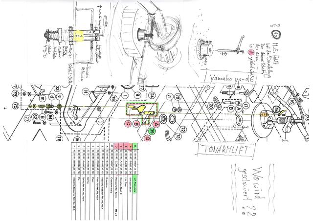 yp-d6- Tonarmlift explosionszeichnung