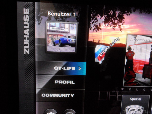 GT5 GT-Mode Screen, Eingang als 