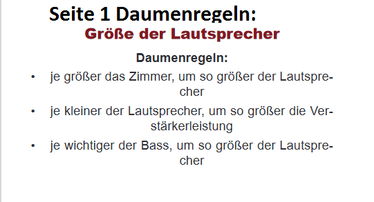 je kleiner der Lautsprecher, um so grer die Ver-strkerleistung