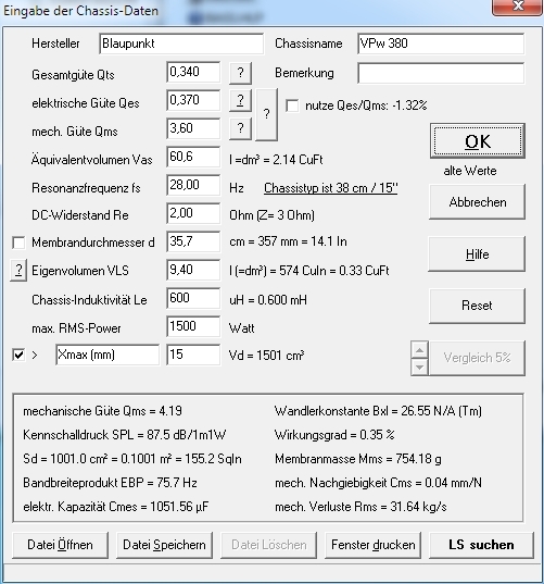 Gehuse Berechnung Blaupunkt VPW380