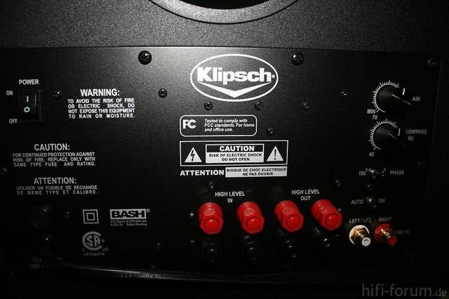 Klipsch Subwoofer Back