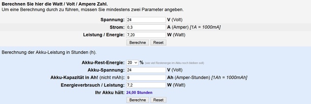 Akku Berechnung