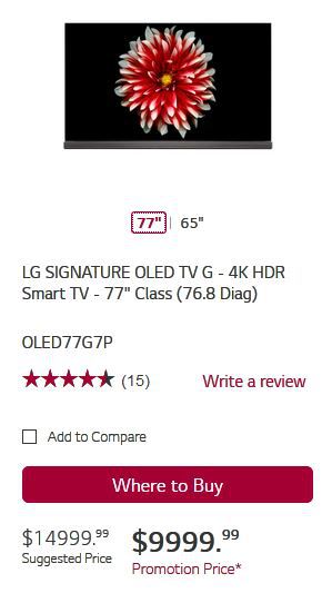 LG 77 Zoll fr 9999$