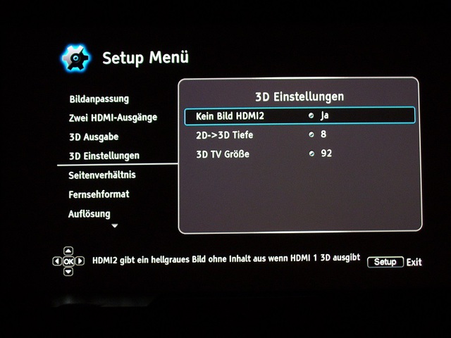 Oppo 3D-Einstellungen