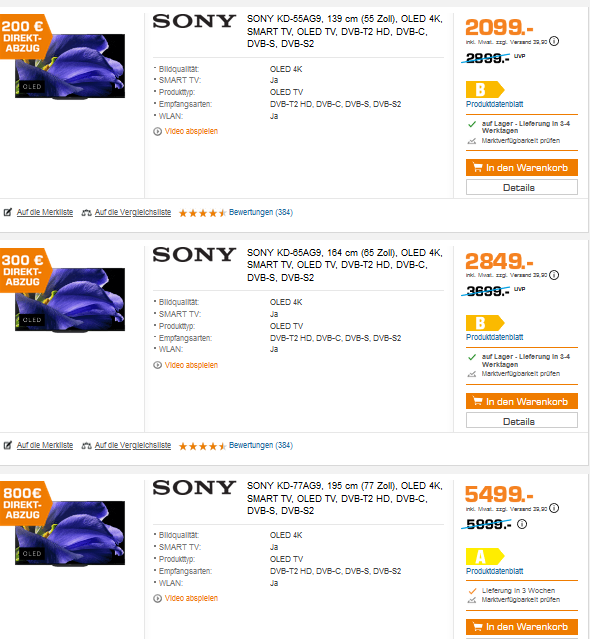 Sony AG9 Sonderpreise