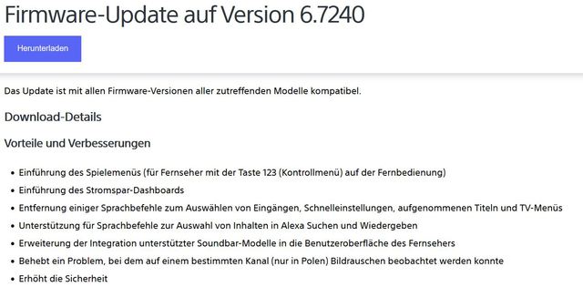 Sony Firmware 6 7240 Für K Serie