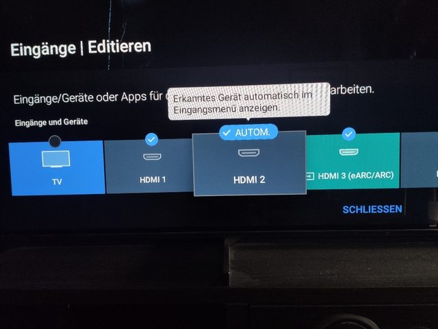 Sony HDMI Eingang Editieren