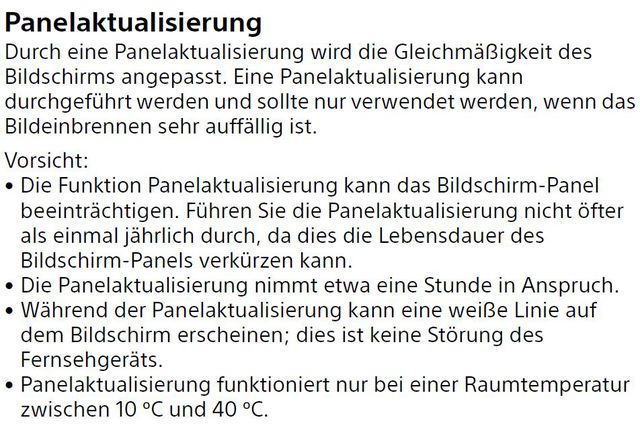 Sony Panelaktualisierung