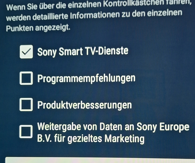Sony Smart TV Dienste Einstellung