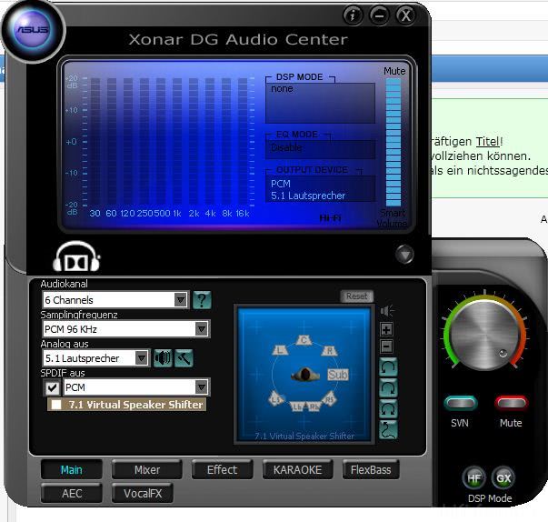 Asus Xonar DG Audio Center