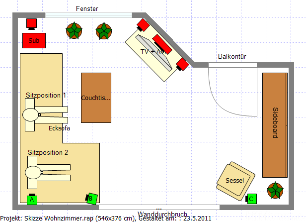 Skizze Wohnzimmer