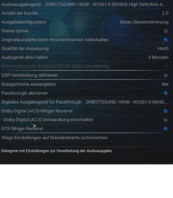 Kodi Audiosettings