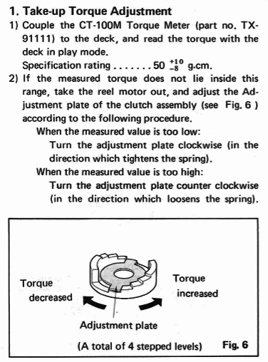 Yamaha K-560 Take Up Torque Adjustment