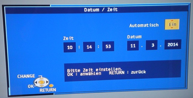 Systemeinstellung automatische Uhrzeit