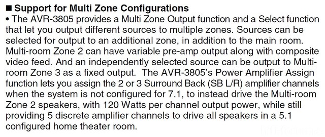 Denon AVR 3805   Multi Zones 1