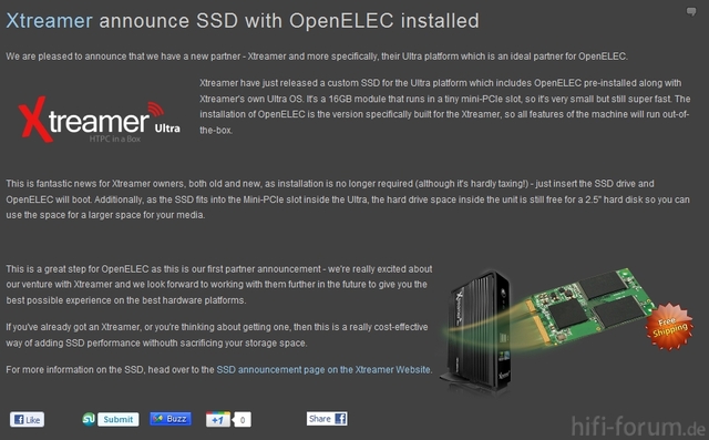 SSD Mit OpenElec