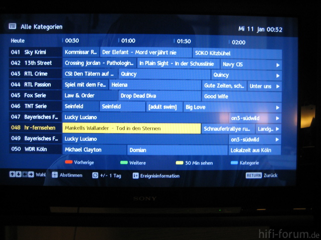 Sony Bravia EPG