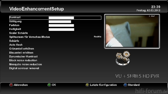 Vu+ Video Enhancement Settings