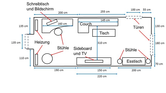 Skizze Wohnzimmer