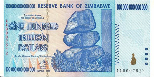 Zimbabwe $100 Trillion 2009 Obverse