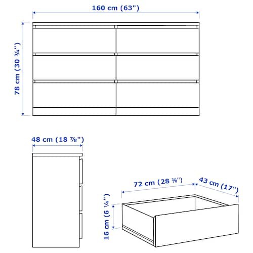 Malm Kommode Mit 6 Schubladen Weiss  0772164 Pe755890 S5