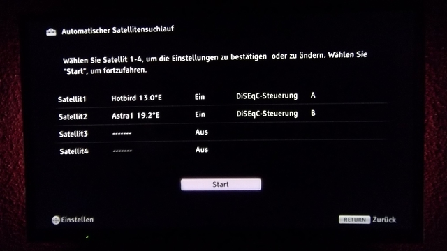 Sony Sat Einstellungen