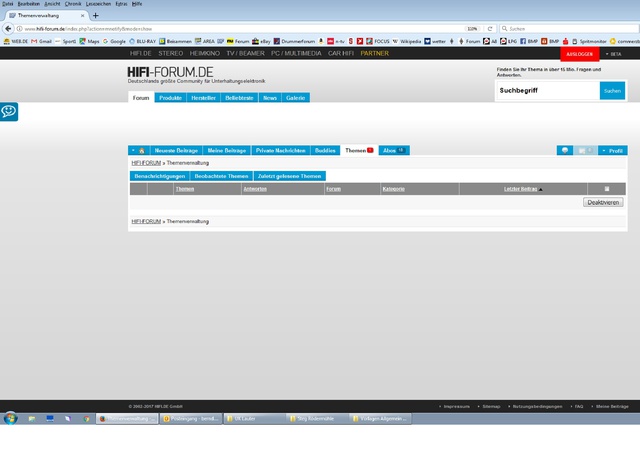 Abonnierte Themen Screenshot