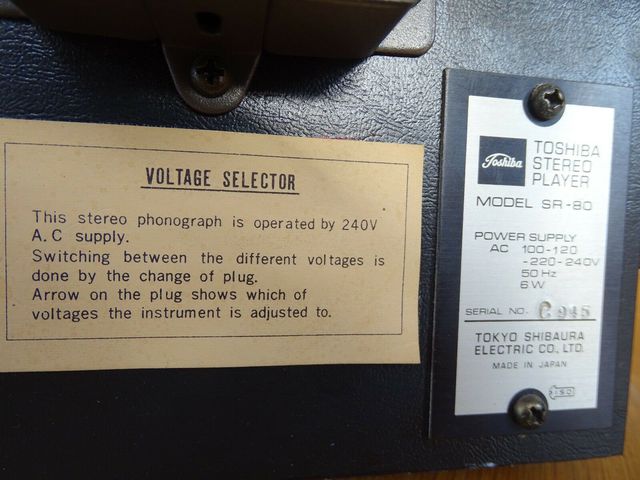 Toshiba SR-80 Typenschild