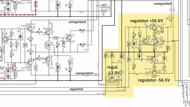 Yamaha RX-V1065_ Schematic detail power amplifier supply regulators_200630 Kopie