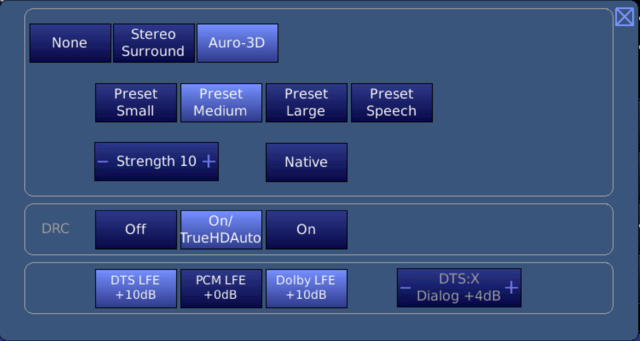 Surround Setings Datasat RS20i Auro 3D