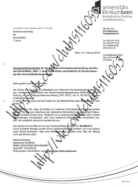Kostenvoranschlag Aus Universitätsklinikum Bonn