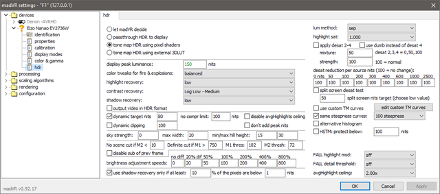 MadVR HDR Settings