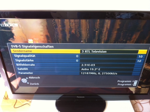 Empfangsparameter Ohne Hand An Der TV-Sat-Buchse