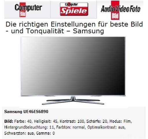 Samsung Bildeinstellung