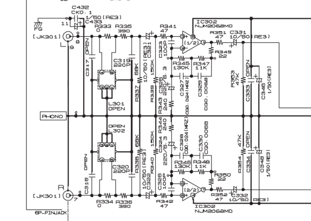 AVR-3805 Phonoeingang Schaltbild