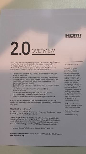 HDMI 2.0 Spezifikationsübersicht