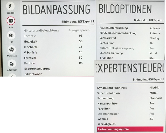 LG UB950v Settings