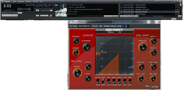 RedPhattPro hooked on Winamp via VST-bridge