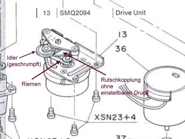 Der zu kleine Idler SG 6070 Panasonic (Schrumpfrad)