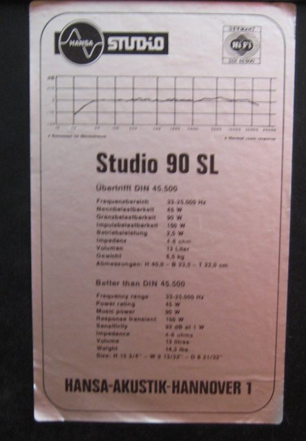 Hansa Boxen Studio 90 SL