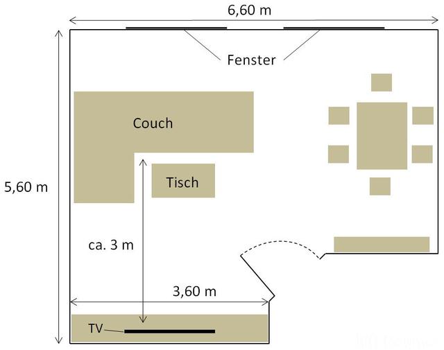 Grundriss Skizze Wohnzimmer