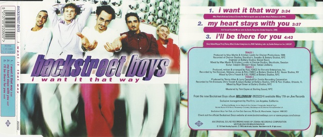 CD-Cover (Backstreet Boys - I Want It That Way)