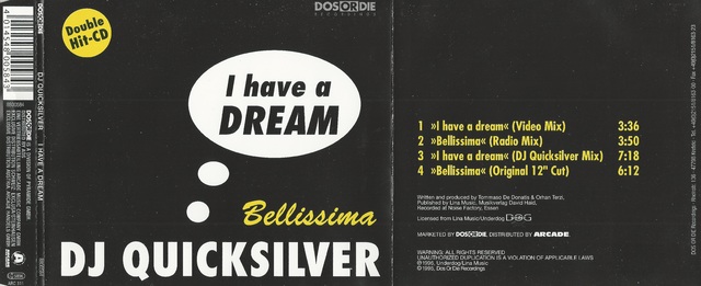 CD-Cover (DJ Quicksilver - I Have A Dream)