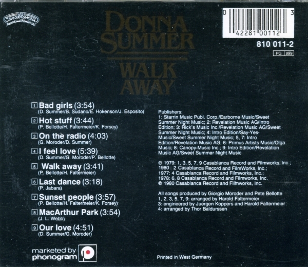 CD Cover (Donna Summer   Walk Away   Collector\'s Edition   The Best Of 1977   1980) (2)