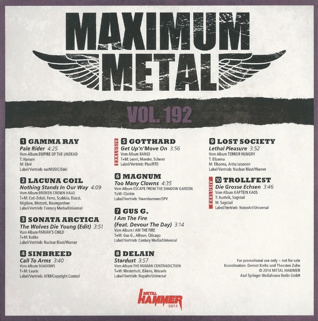 Various Artists - Metal Hammer - Maximum Metal Vol. 192 (04-2014) (2)