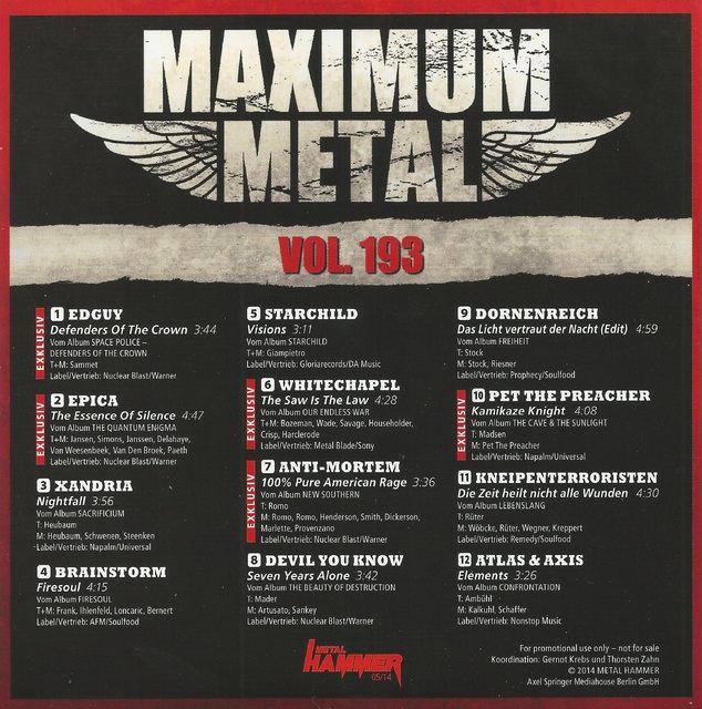 Various Artists - Metal Hammer - Maximum Metal Vol. 193 (05-2014) (2)